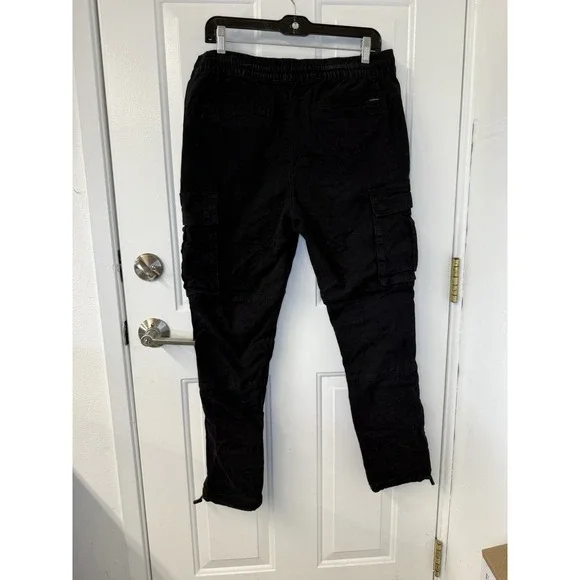 PacSun Men's Size‎ Medium Black Canvas Drawstring Cargo Pocket Elastic Waist - Picture 2 of 7